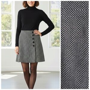 Talbots Vintage 90s 100% Wool A-Line Skirt Mini Dot Classic Preppy Jacquard Sz 4